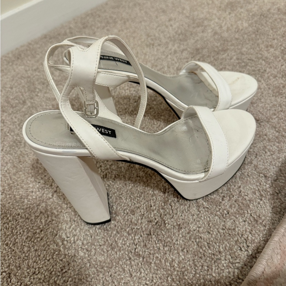 white platform heels